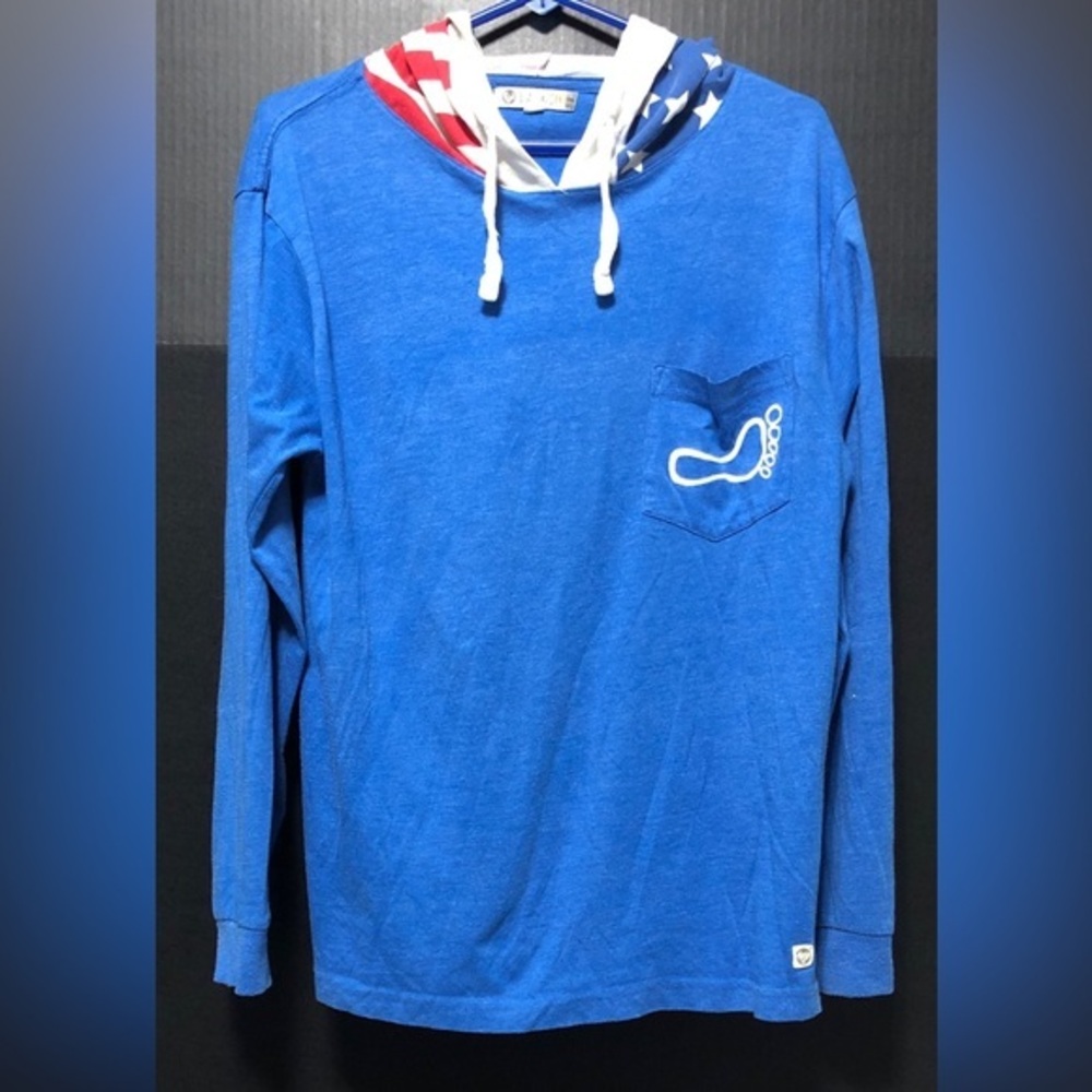 ⛵️Lagaci Barefoot Bar & Grill Blue America Long Sleeve Hooded T-shirt
